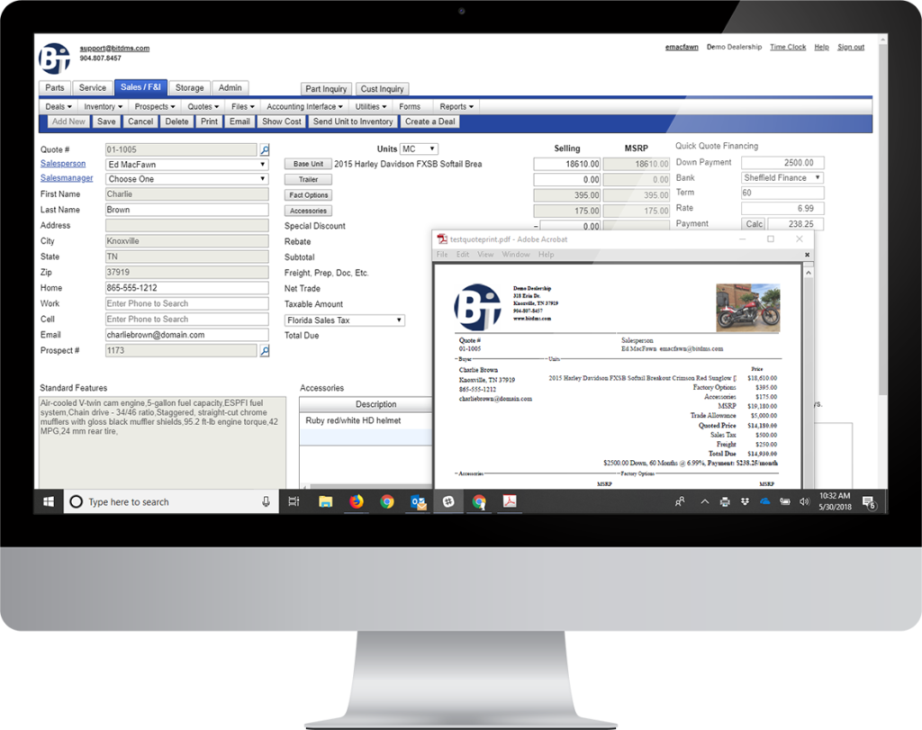 powersportssalesquotescreen BiT Dealership Software